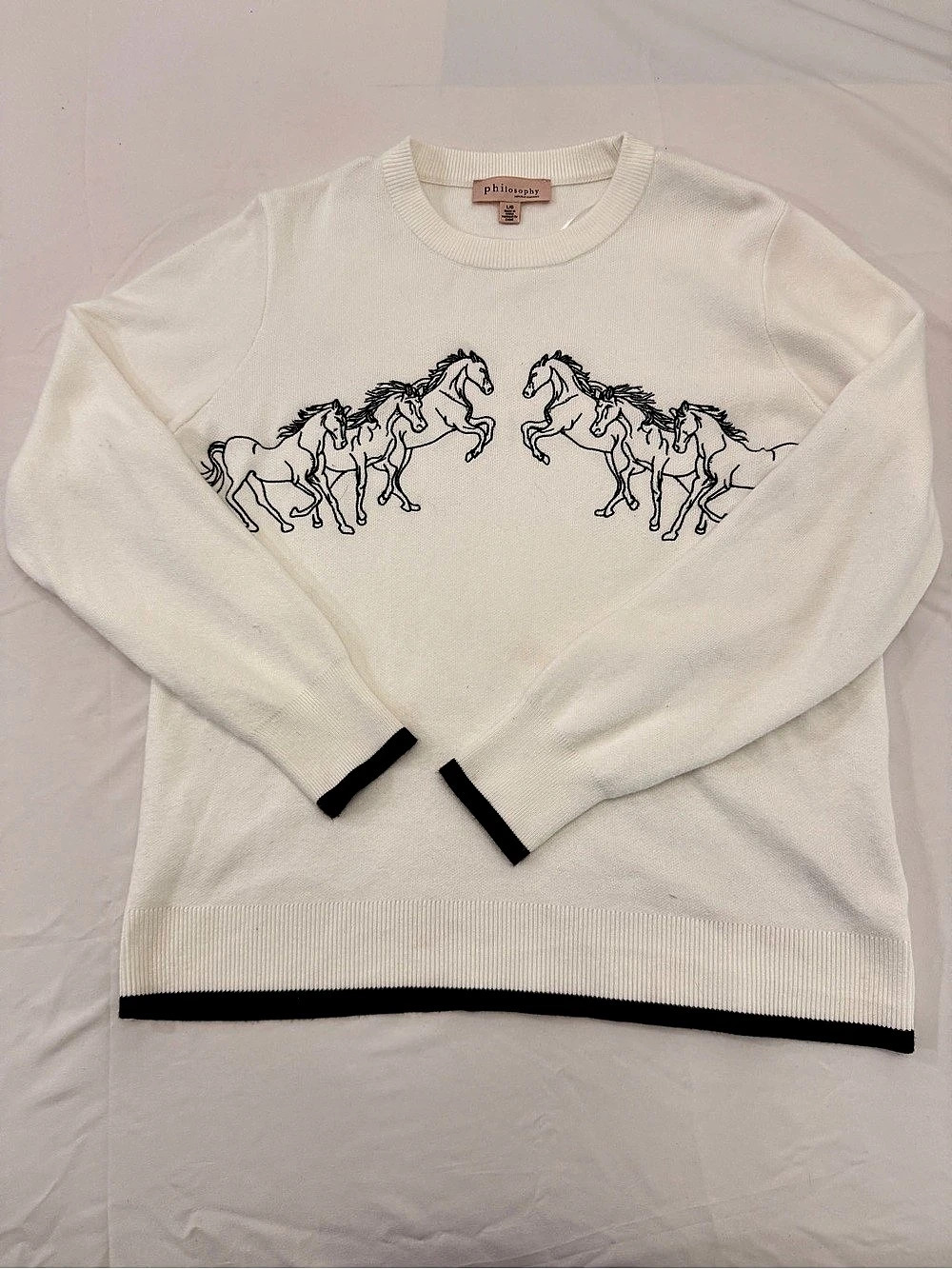 philosophy Horse Graphic Crewneck Sweater Size Large